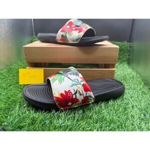 Nike- Slide Sandals- White/Floral/Black - Size 9W